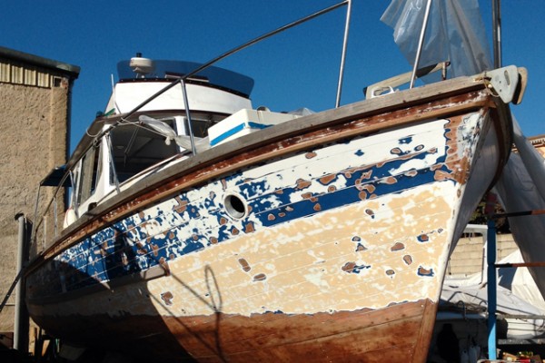 Old italian wooden boat